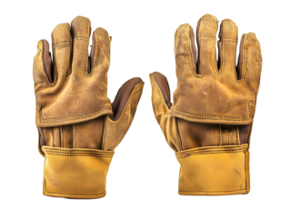 A pair of rugged leather work gloves, ideal for construction and outdoor activities, showcasing durability and functionality.