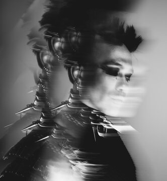 Creative portrait of a man with edgy punk rock style