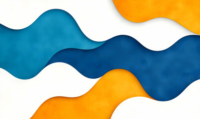 Abstract Wavy Pattern in Blue, Orange, and Teal Tones on White Background