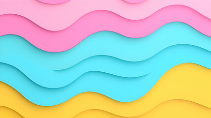 Colorful Wavy Background with Vibrant Layers in Soft Pastel Tones