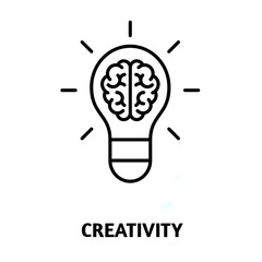 creative light bulb editable stroke outline icon isolated on white background flat vector illustration, black outline, Pixel perfect