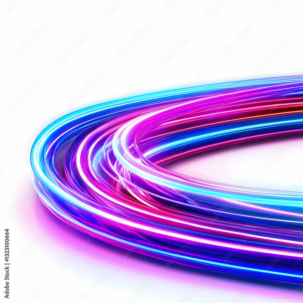 Poster vibrant abstract light trails in dynamic motion on dark background