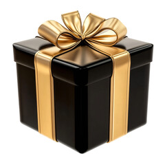 Obraz premium 3D black gift box on png transparent background