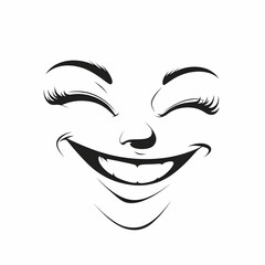 Happy Smiling Face Illustration with Joyful Expression and Laughter