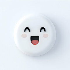 Fototapeta premium Cheerful Round Face Icon with Happy Expression on White Background