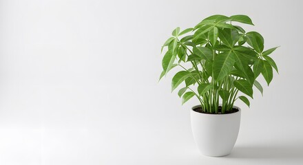 Money Tree in White Ceramic Pot - HD Mockup Minimalist Plant Photography
