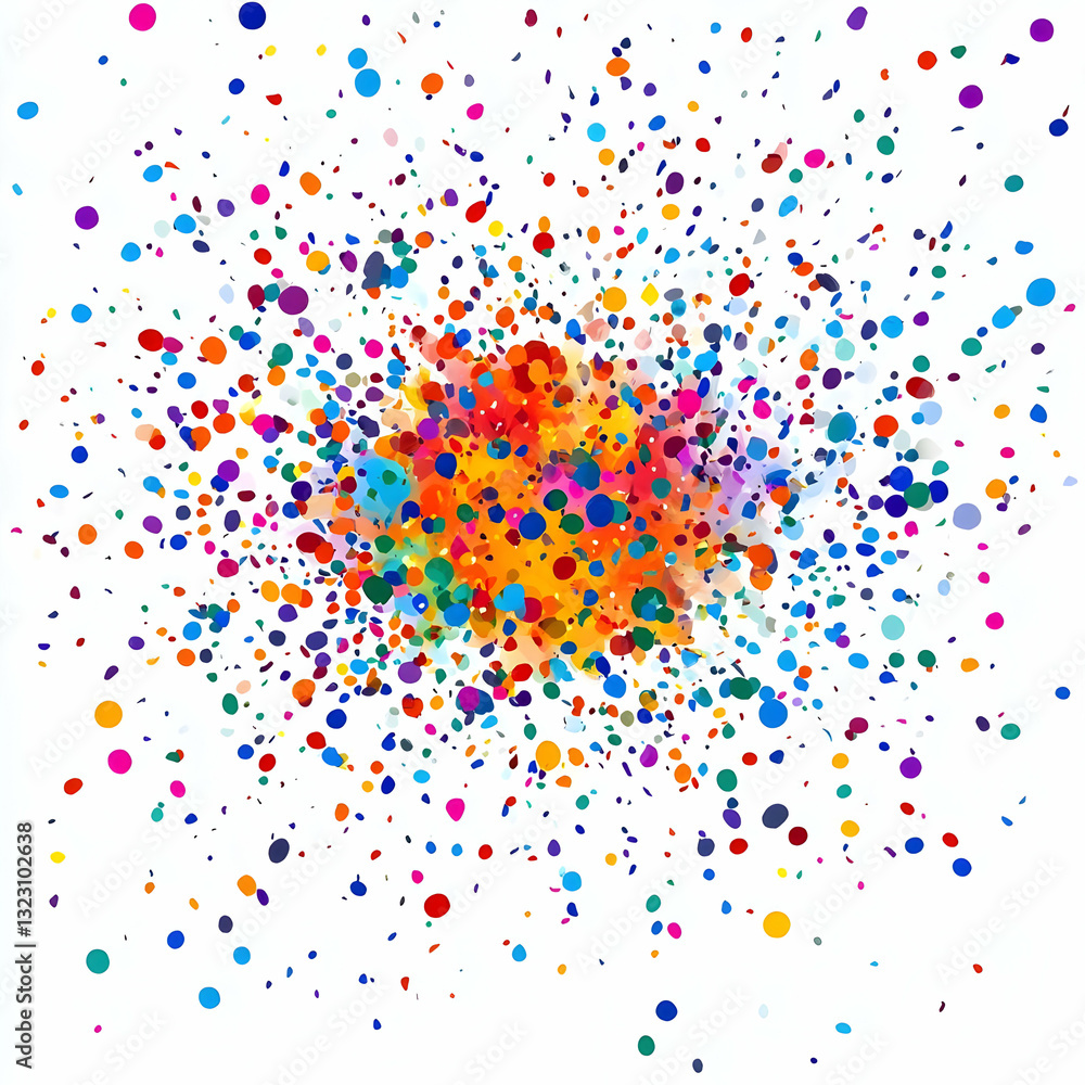 Poster colorful abstract background with splashes and dots on white canvas