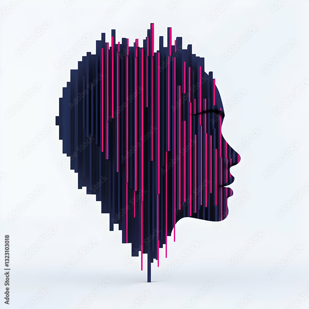 Poster abstract artistic representation of a profile in bold colors and lines