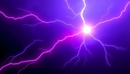 Dramatic Purple Lightning Strikes in Night Sky with Electric Energy