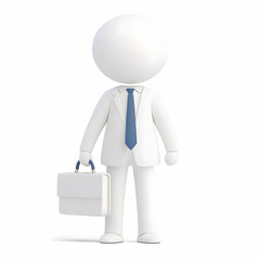 Professional cartoon character standing with a briefcase and tie