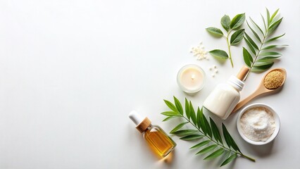 Live Wellness Flat Lay:  Natural Products &  Copyspace for Healthy Lifestyle Branding