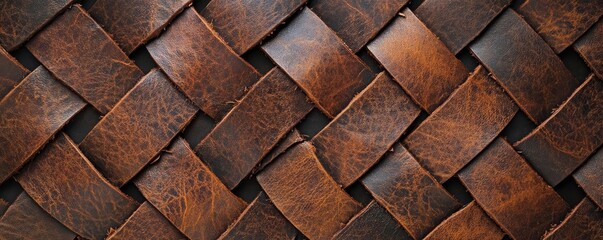 old brown rustic leather texture. background banner panorama long pattern