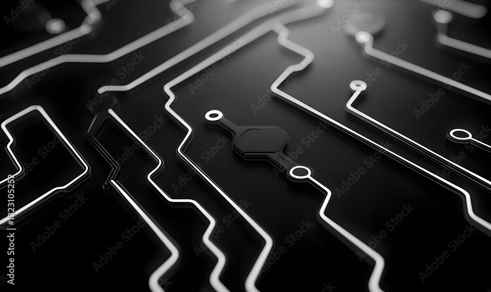 Poster abstract close-up of circuit board design on dark background
