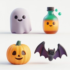 Fototapeta premium Cute Halloween 3D Models
