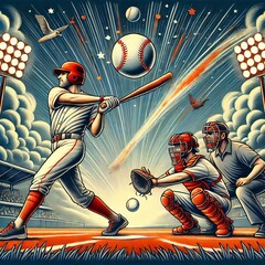 Baseball A bat and ball game played between two teams who take t