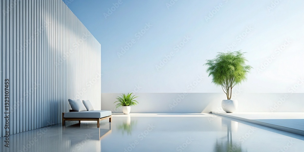 Poster modern futuristic flat lay product display with copy space - calm minimalist background