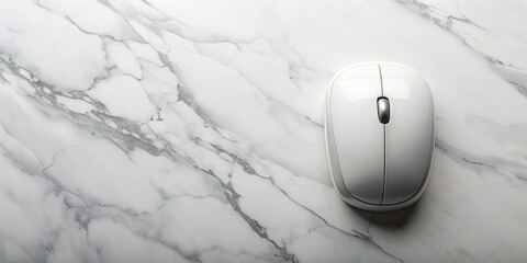 Modern Mouse Box on Marble Surface - Wide Angle Flat Lay Product Photography