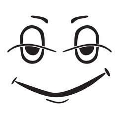 Calm but Tricky Smile Face Expression, Simple Vector Sketch Illustration