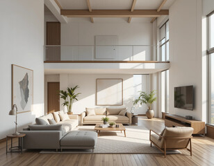 Fototapeta premium Industrial Chic – Stunning Urban Loft Illustrations for Modern Architecture & Design