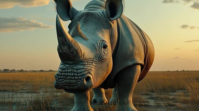 javan rhinoceros showcasing its horn 
