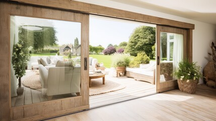 Fototapeta premium wooden sliding patio doors