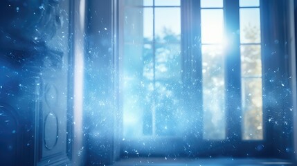 floating blue dust particles