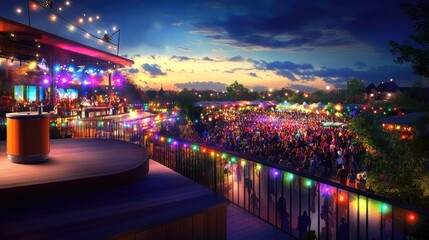Obraz premium Nightlife Extravaganza: A Vibrant Outdoor Concert and Festival