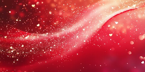 A romantic red background with glowing heart patterns and shimmering sparkles scattered throughout