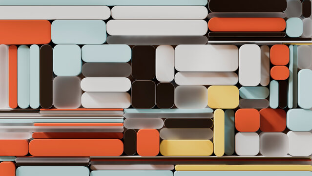 3D render of colorful blocks