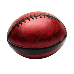 Red Leather Football, Textured Ball Design , Isolated Background