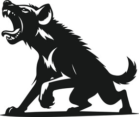 A hyena lunging with its mouth wide open vector