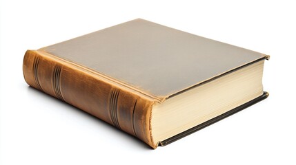 Obraz premium Antique leather-bound book isolated on white.