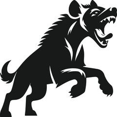A hyena lunging with its mouth wide open vector