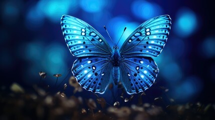 wings blue butterfly isolated