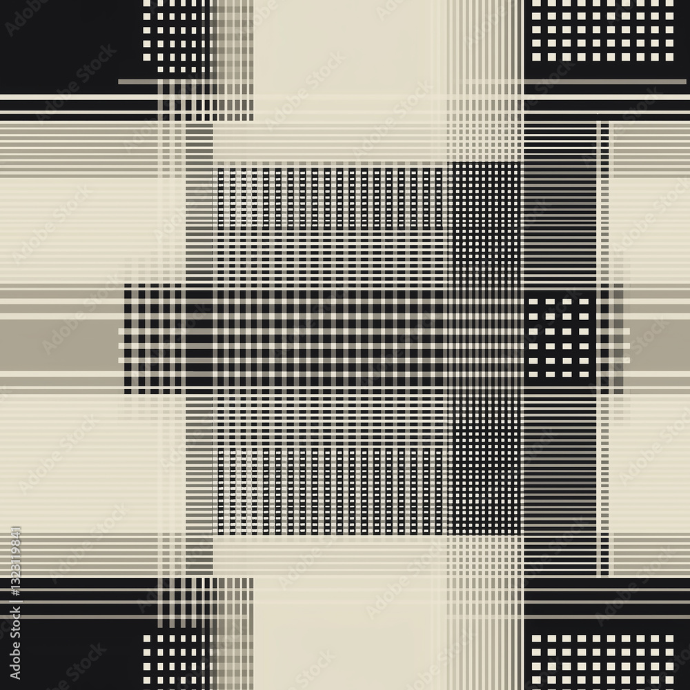 Poster dynamic vichy plaid patterns in monochrome textile design showcase modern fabric trends digital illu