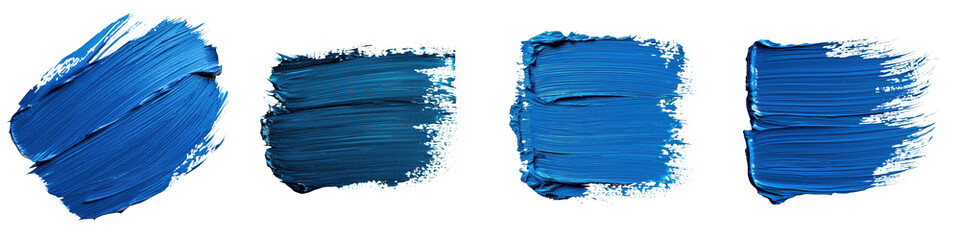 A collection of dynamic and expressive brushstrokes of vibrant blue acrylic paint creating a visually striking and captivating abstract texture  The fluid