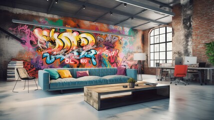 Obraz premium graffiti stone office wall
