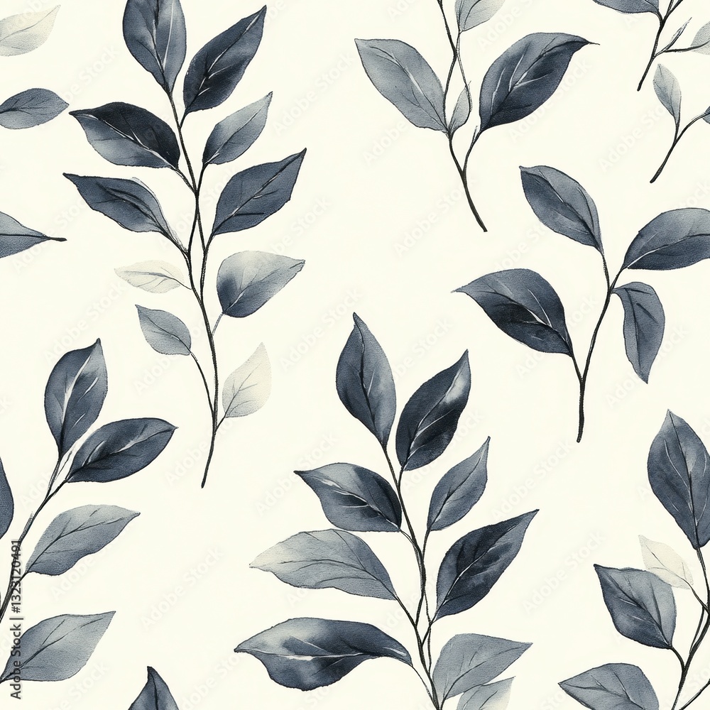 Poster elegant botanical pattern: a sophisticated seamless pattern features delicate watercolor branches wi
