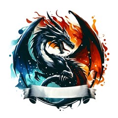 Dragon with red and black color with plain background