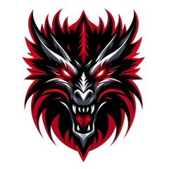Dragon with red and black color with plain background