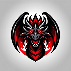 Dragon with red and black color with plain background