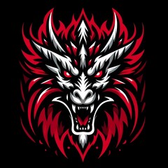 Dragon with red and black color with plain background