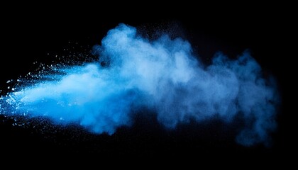 blue powder explosion creating a colorful cloud on transparent background transparent background