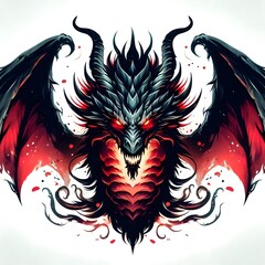 Dragon with red and black color with plain background