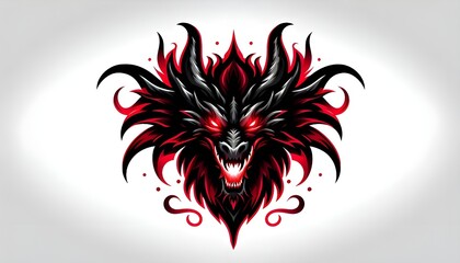 Dragon with red and black color with plain background