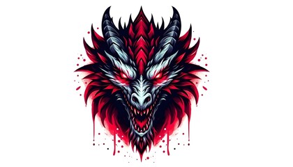 Dragon with red and black color with plain background