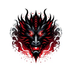 Dragon with red and black color with plain background