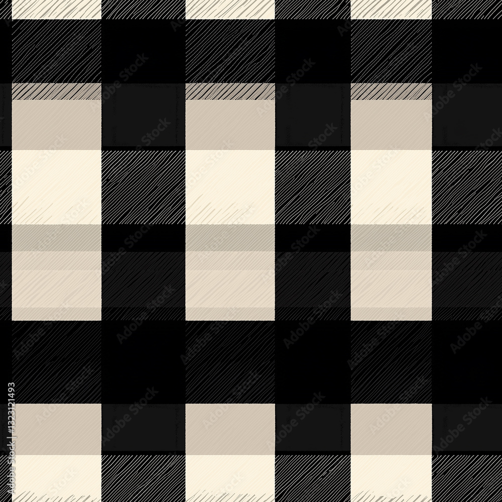 Poster black and cream checkered pattern with a textured appearance, suitable for various design uses.