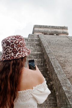 Tourist with Hat At Chichen Itza, Mexico
