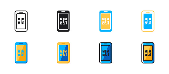 QR payment method ecommerce icon. Simple and modern vector illustration showing digital payment, mobile transaction, contactless technology, and cashless shopping concept.